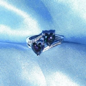 Double Alexandrite Heart CZ Ring size 8